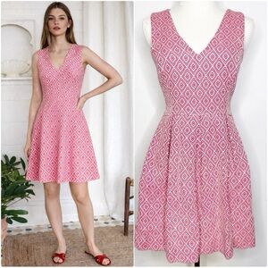 Hutch Anthropologie Pink Cream Sleeveless Dress Fit Flare Size 4